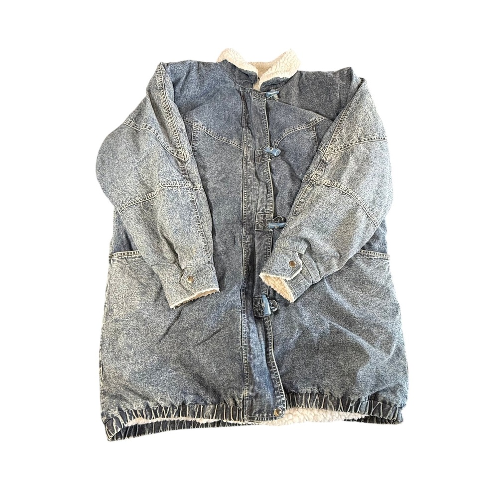 VTG Weathered Blues Sherpa Lined Denim Jacket Women's Size 14